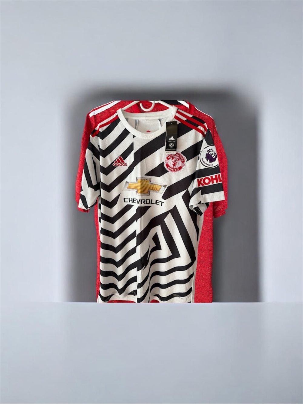adidas  Black White & Red Soccer Jersey with Bold Graphic